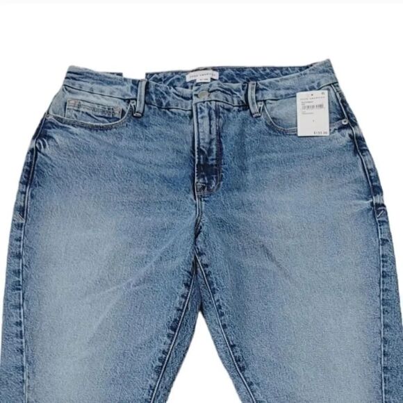 NEW Good American Good Classic Twisted Slit Split Ankle Denim Med Wash Size 8/29 - Picture 4 of 12